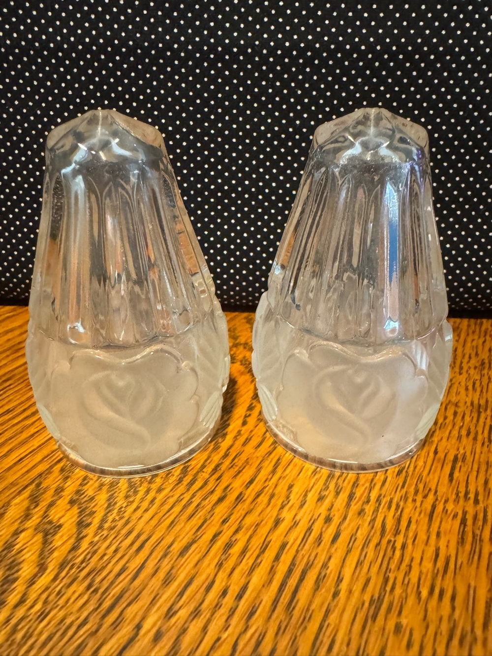 Godinger Vintage Lead Crystal Rose Salt and Pepper Shakers